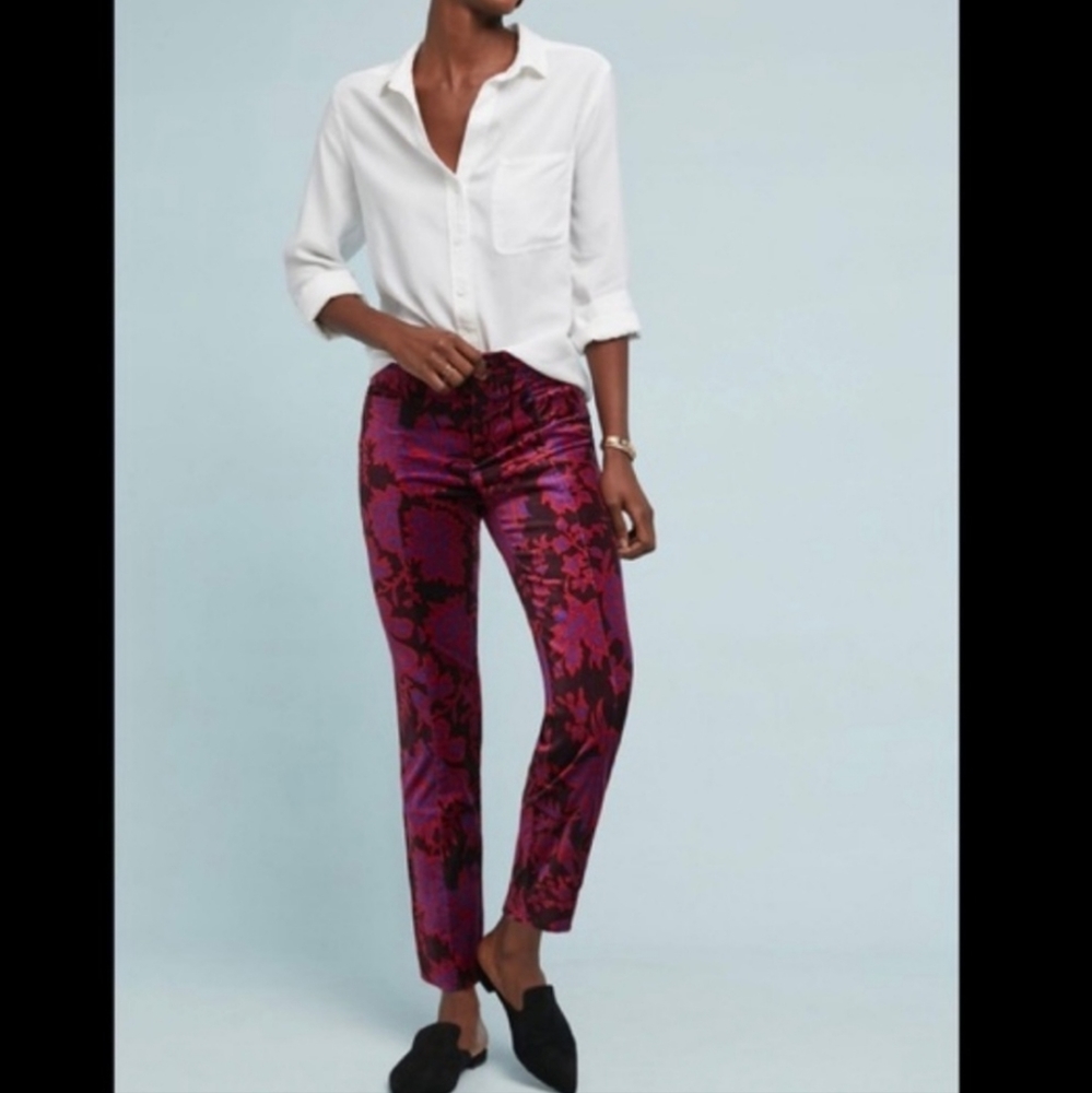 ANTHROPOLOGIE the essential velvet  slim trouser